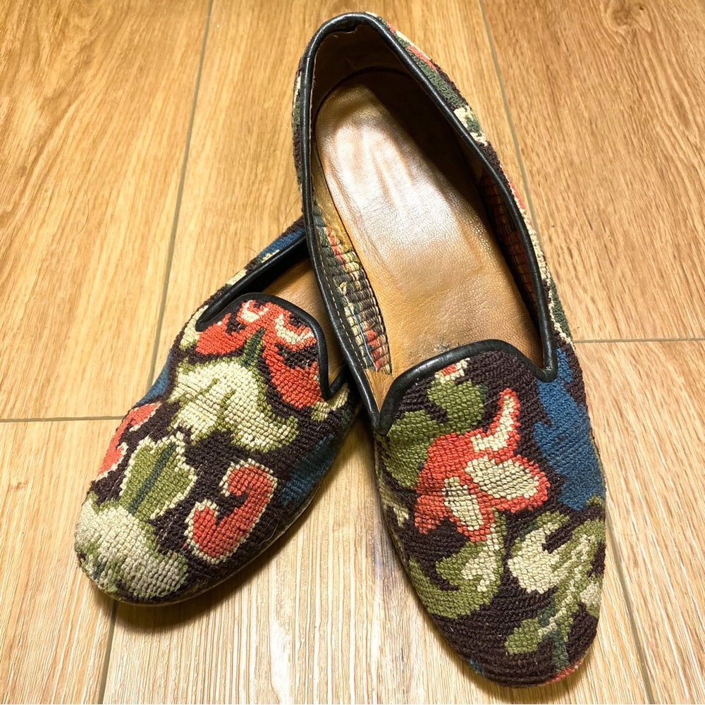 Stubbs & Wootton Floral Needlepoint Tapestry Loafers 7.5